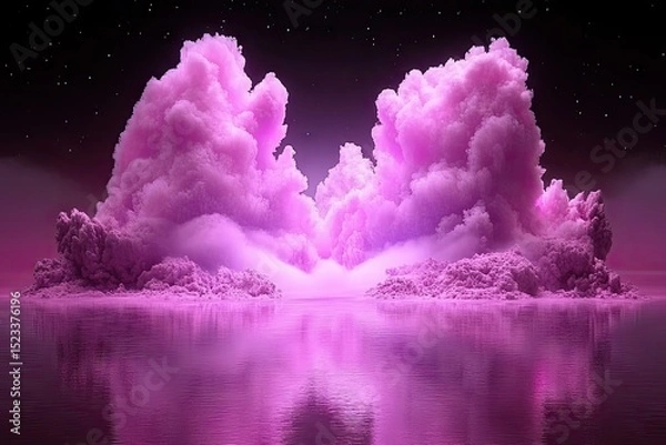 Obraz Pink clouds over water at night
