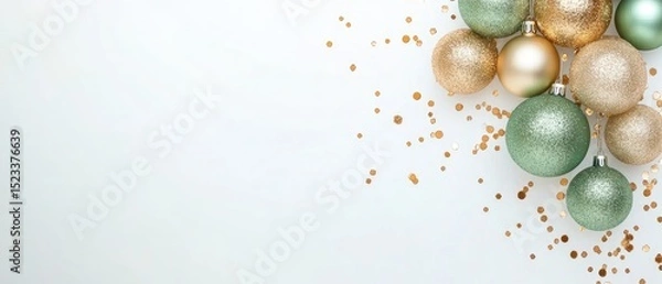 Obraz Festive Christmas balls and confetti