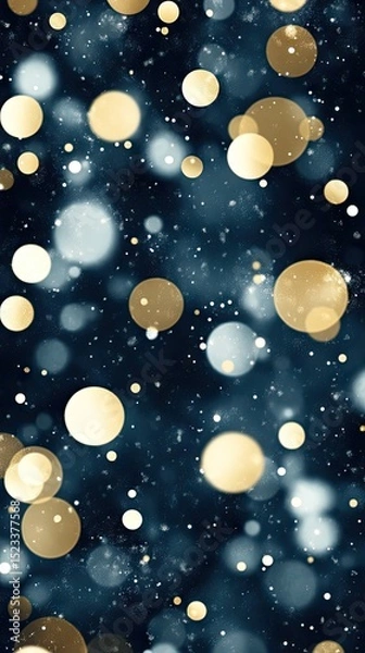 Obraz Golden and blue festive bokeh lights with a galaxy-like aesthetic in a dark background