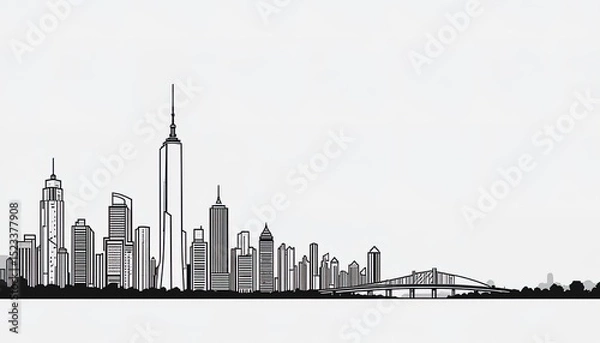Obraz A graphic illustration of a city skyline.
