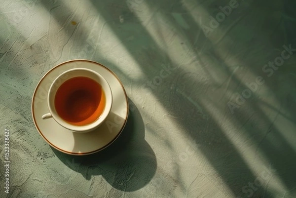 Fototapeta Clear Pixel Image of Top Closeup View a Cup of Tea a Cup of Tea on the Table
