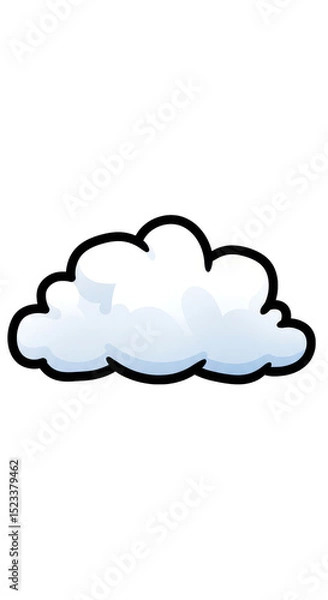 Fototapeta Isolated White Fluffy Cloud Cartoon Graphic Element on Transparent Background