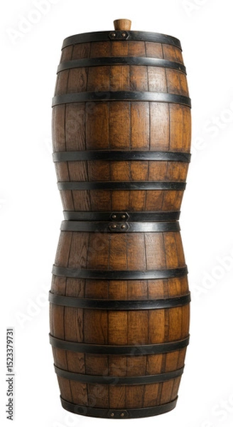 Fototapeta Isolated Wooden Barrel with Transparent Background for Beverages and Storage