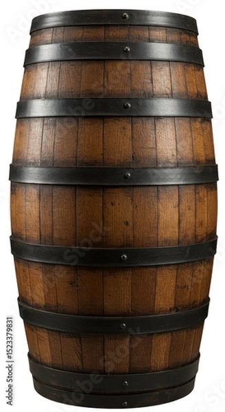 Fototapeta Isolated Wooden Barrel Object With Brown Vintage Style in Transparent