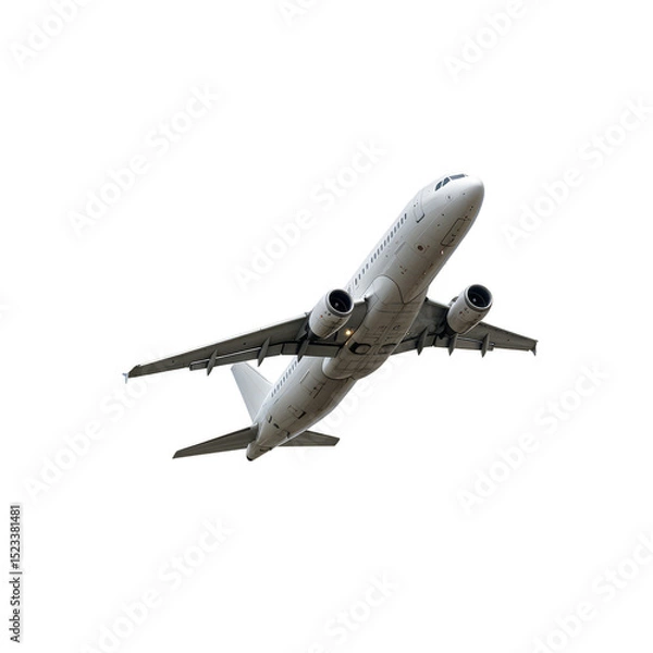 Fototapeta PNG Airplane in Flight on Black Background Isolated Transparent