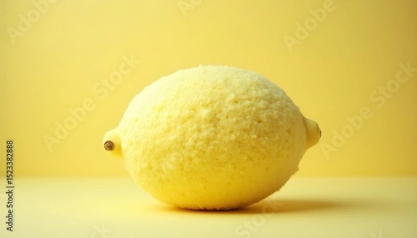 Fototapeta A close-up of a lemon on a solid yellow background
