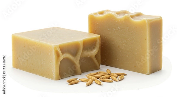 Fototapeta Rectangle Bar of Handmade Organic Soap with Natural Beige Textured
