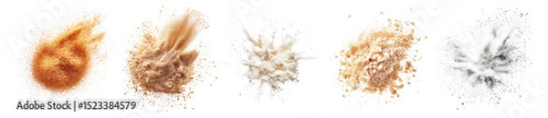 Fototapeta Colorful Flour and Powder Splashes Isolated on White Background, Isolated on Transparent, white background