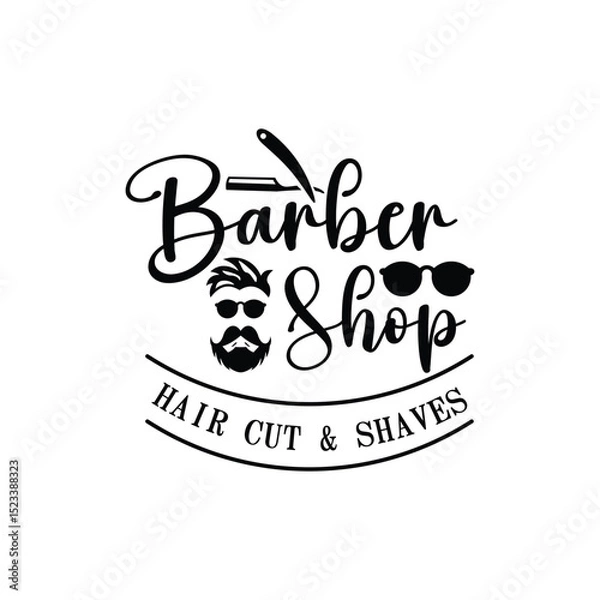 Fototapeta barber shop logo template vector icon design