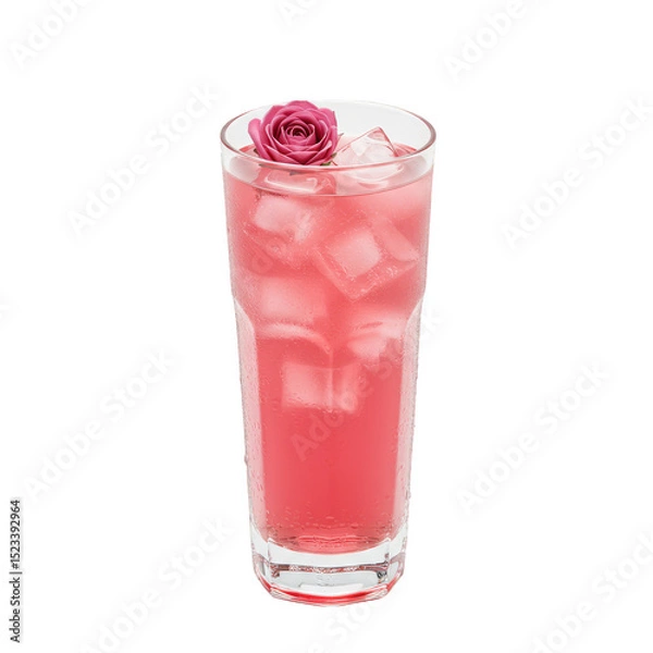 Fototapeta Isolated Transparent Background of Rose Garnished Pink Cocktail Drink