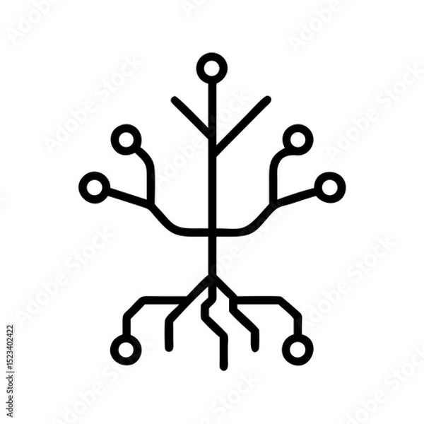 Fototapeta A minimalist line drawing of a tree, incorporating circuit board elements. This unique design showcases the fusion of nature and technology, creating a visually striking representation.