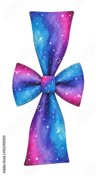 Fototapeta Watercolor Galaxy Bow With Cosmic Nebula On Isolated Background Illustration