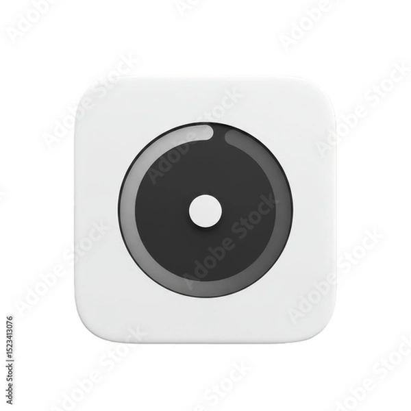 Fototapeta White Square Icon with Black Circle Center Transparent Illustration
