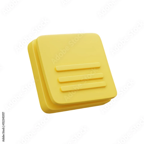 Fototapeta Yellow Memo Note Illustration On Transparent Background In 3d Icon Style