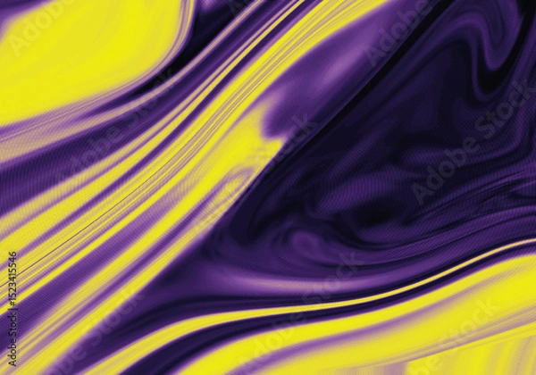 Fototapeta Abstract Swirling Fluid Art Dynamic Yellow and Purple Liquid Marble Texture Background