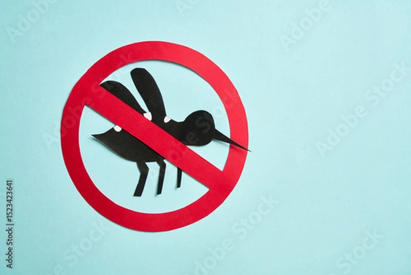 Fototapeta No mosquito, bite for World dengue day with Stop mosquito sign for prevention of virus,dengue, chikungunya, Zika, Mayaro, Malaria
