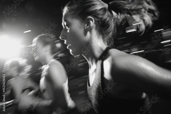 Obraz A woman running with her hair in a ponytail