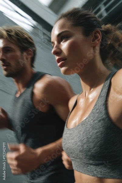 Obraz A man and a woman running together