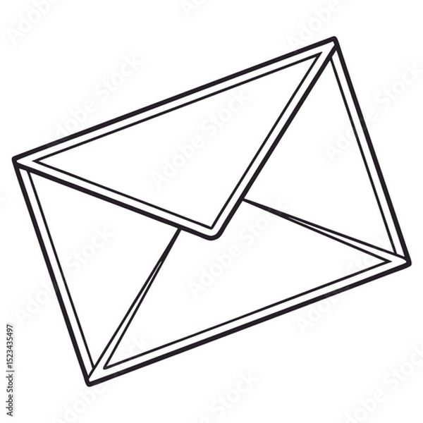 Obraz Stylized black and white envelope icon isolated on white background with clean lines
