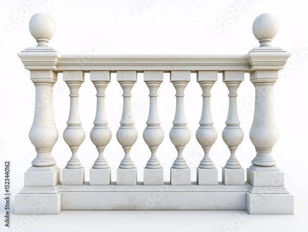 Fototapeta Elegant White Decorative Balustrade and Railings. Architectural Details for Modern and Vintage Home Design