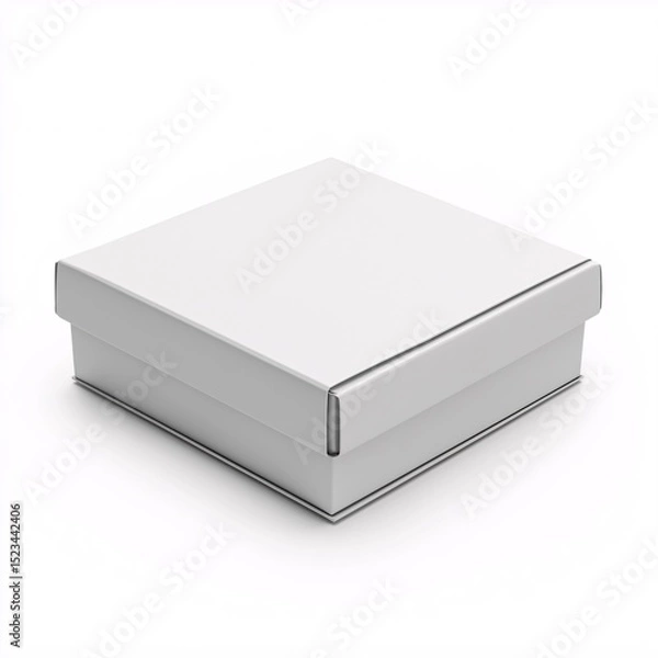 Fototapeta Empty White Square Box Packaging Design for Customizable Product Presentation Mockup