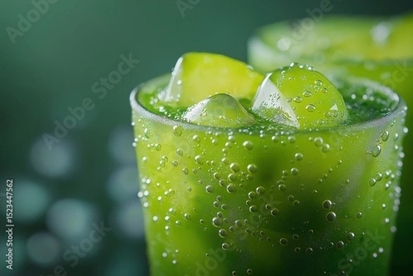 Fototapeta Refreshing Green Cocktail with Mint and Lime - Sparkling Beverage Photography for a Summer Party