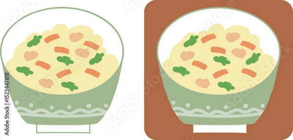 Obraz 小鉢に入った副菜、野菜の卵とじのベクターイラスト