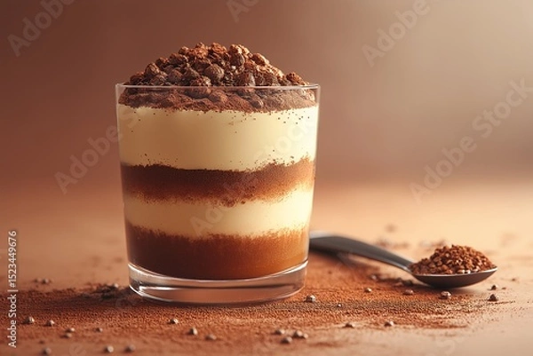 Fototapeta Decadent Sweet Chocolate Layers in a Gourmet Dessert Cup with Rich Cocoa Indulgence