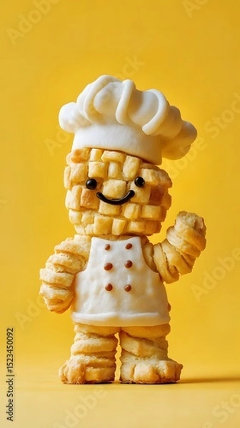 Fototapeta Cute Biscuit Chef Character Made from Cookies and Fondant