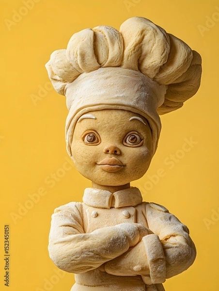 Fototapeta Cute Biscuit Chef Character Made from Cookies and Fondant