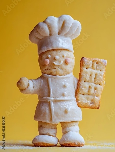 Fototapeta Cute Biscuit Chef Character Made from Cookies and Fondant