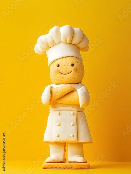 Fototapeta Cute Biscuit Chef Character Made from Cookies and Fondant