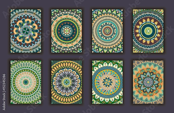 Fototapeta Collection retro cards. Ethnic backgrounds. Card of invitation.