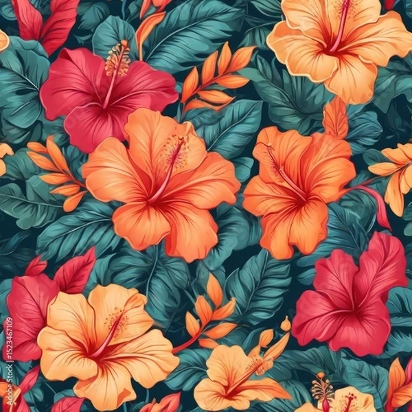 Fototapeta seamless background with flowers