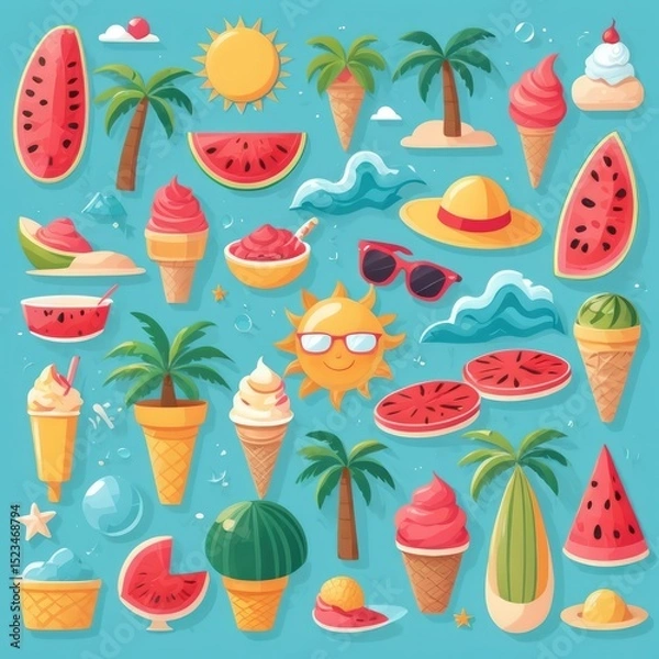 Fototapeta summer seamless pattern with flowers