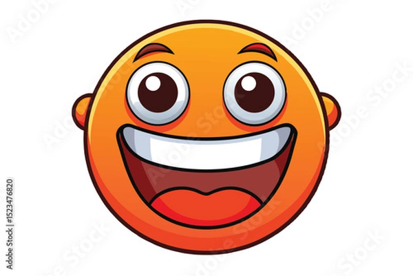 Obraz Orange Emoji with Wide Eyes and Open Mouth Smiling on White Background Illustration