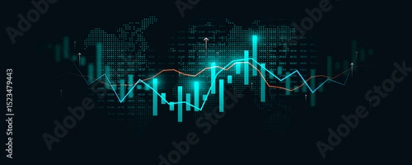 Obraz Technology background picture, graph, financial analysis, stock market, trading planning