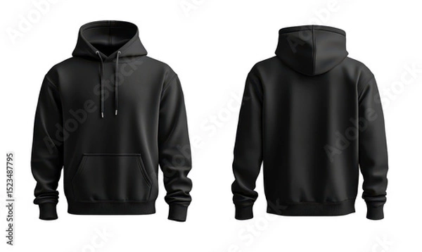 Fototapeta black hoodie mockup zip up hoodie mockup front and back