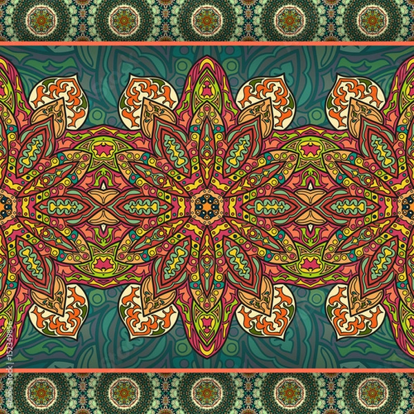 Fototapeta Ornate floral seamless texture, endless pattern with vintage mandala elements.