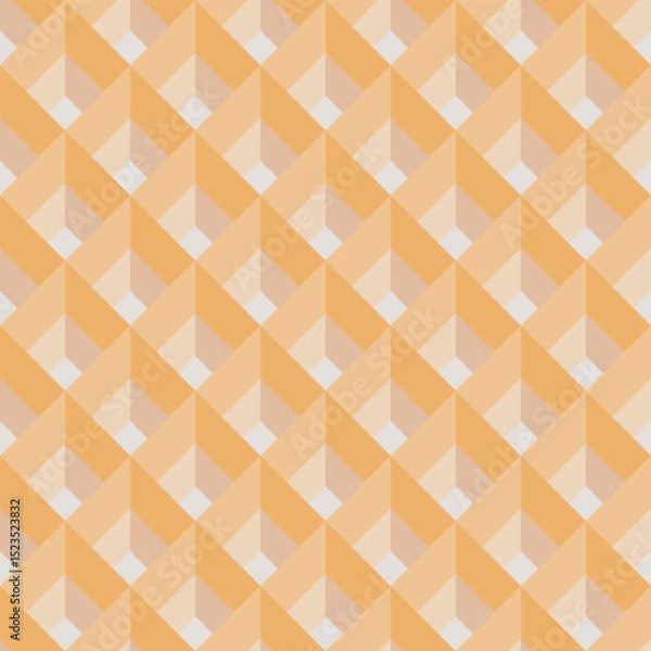 Fototapeta Isometric seamless geometric pattern in monochrome orange