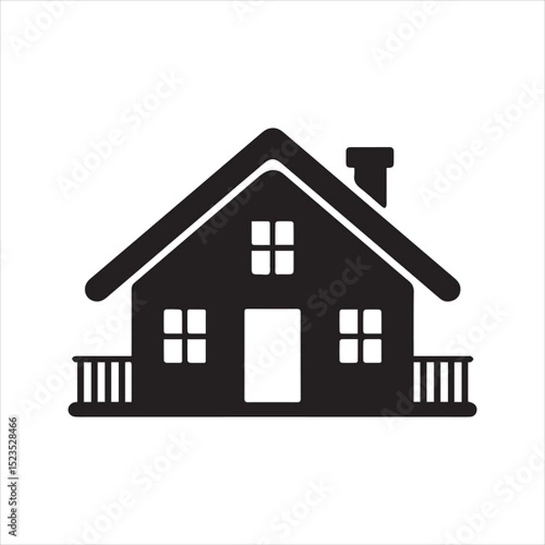 Fototapeta Simple House Silhouette Vector Icon – Minimal Real Estate Symbol