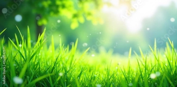Obraz A refreshing breeze blows through tall grass, rustling leaves and creating a cool, calming atmosphere on a sunny day Perfect for summer, nature, and relaxation themes , sound, calm