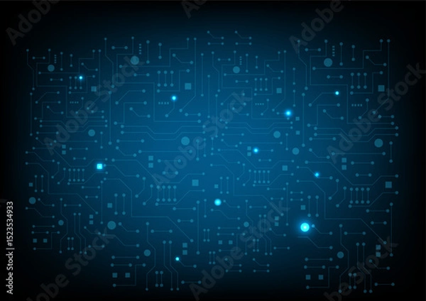 Fototapeta blue circuit electronic or electrical line with circle engineering technology concept vector background