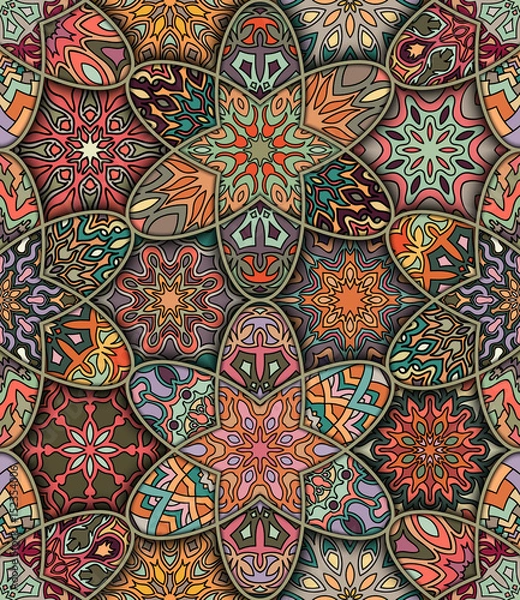Fototapeta Seamless pattern. Vintage decorative elements. Hand drawn background. Islam, Arabic, Indian, ottoman motifs. Perfect for printing on fabric or paper.