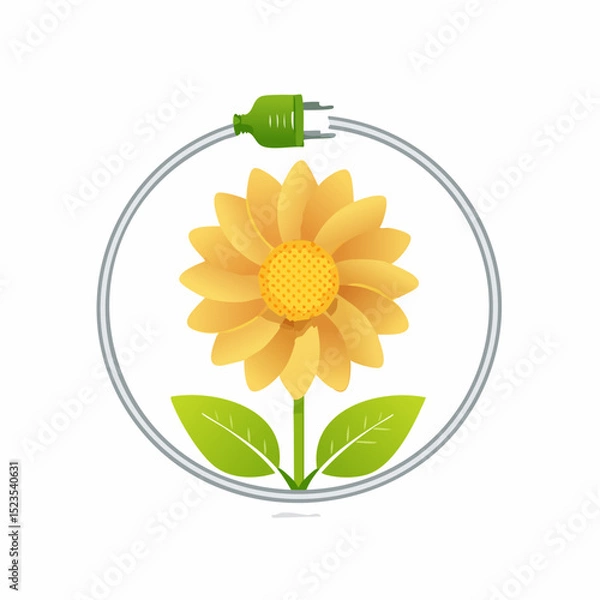 Obraz Unplug Symbol with Flower – Digital Detox and Mindfulness Illustration
