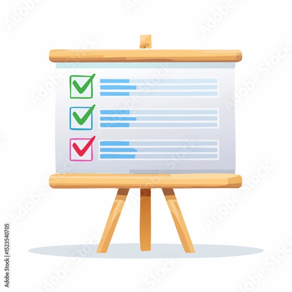 Fototapeta Balanced Daily Checklist on Whiteboard with Work and Break Intervals