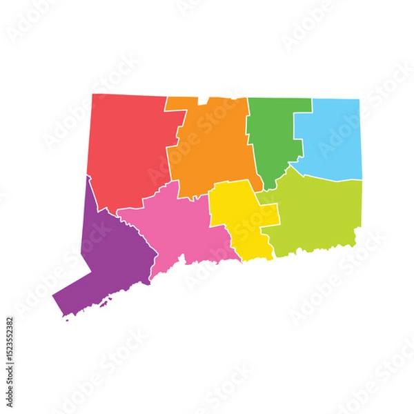 Obraz Connecticut Map Flat Color Administrative White Isolated Background