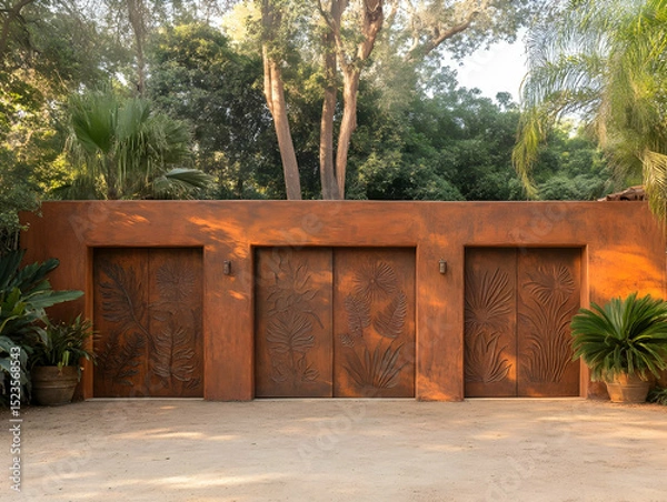 Obraz Rustic Tropical Gate Illustration