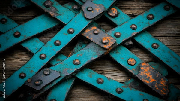 Obraz Teal Metal Background, Rustic Texture Illustration
