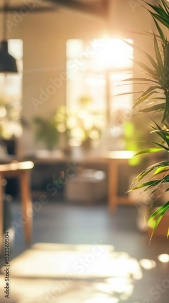 Fototapeta Cozy Home Interior with Yucca Plant and Sunlight Ideal for Bloggers and Designers